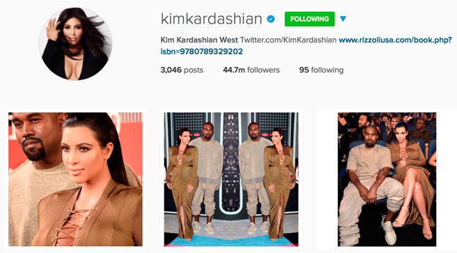 Ким Кардашьян Instagram (Социальная сеть признана экстремистской и запрещена на территории Российской Федерации)