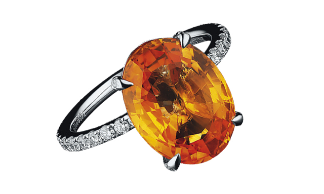 Кольцо Aurora Rodery Orange Sapphire из белого золота с бриллиантами и сапфиром